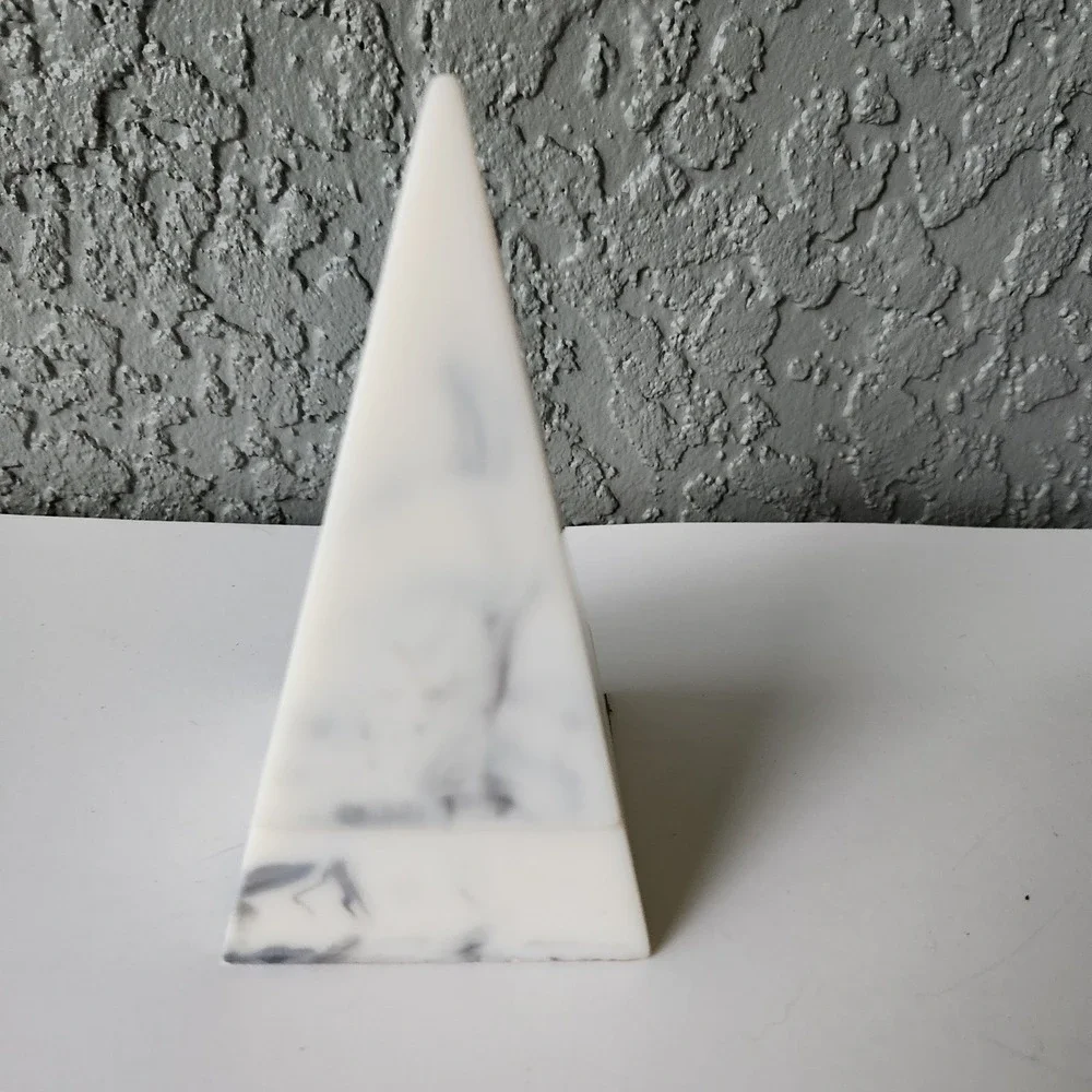 Stackers Marble Resin Pyramid Jewelry Box White Grey Trinket Dish Ring Holder